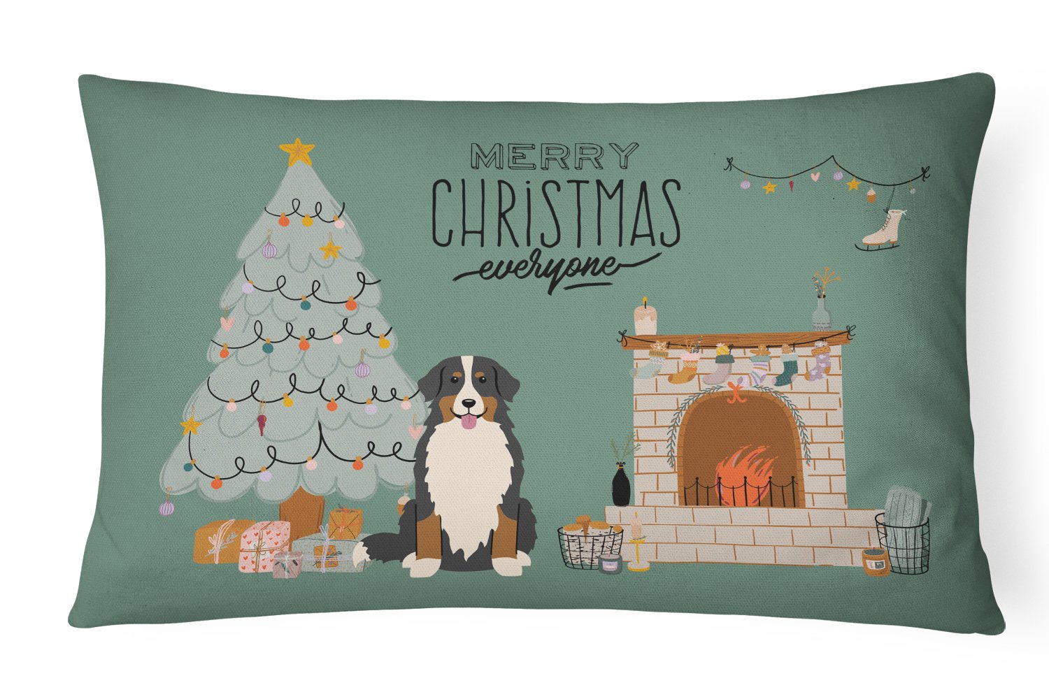 Bernese Mountain Dog Christmas Everyone Canvas Fabric Decorative Pillow CK7599PW1216 by Caroline's Treasures
