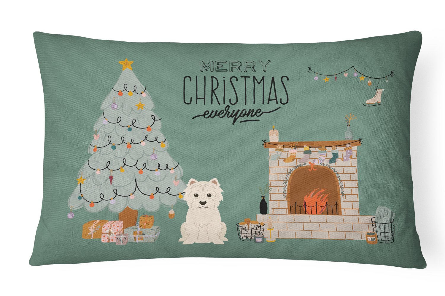 Westie Christmas Everyone Canvas Fabric Decorative Pillow CK7605PW1216 by Caroline's Treasures