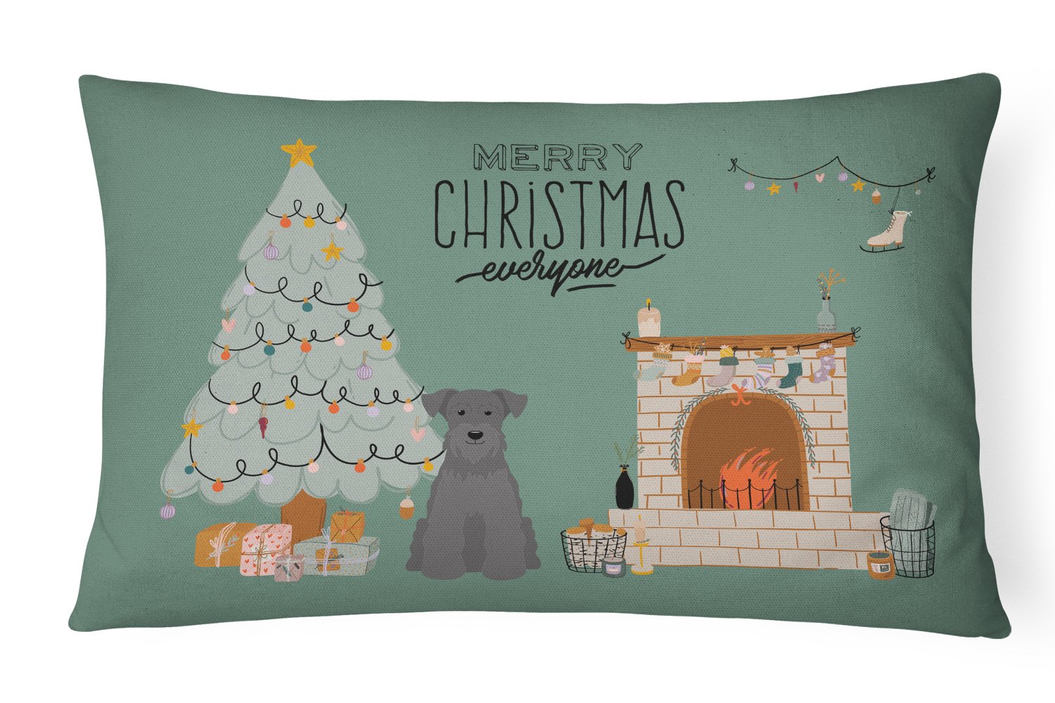 Black Miniature Schnauzer Christmas Everyone Canvas Fabric Decorative Pillow CK7614PW1216 by Caroline's Treasures