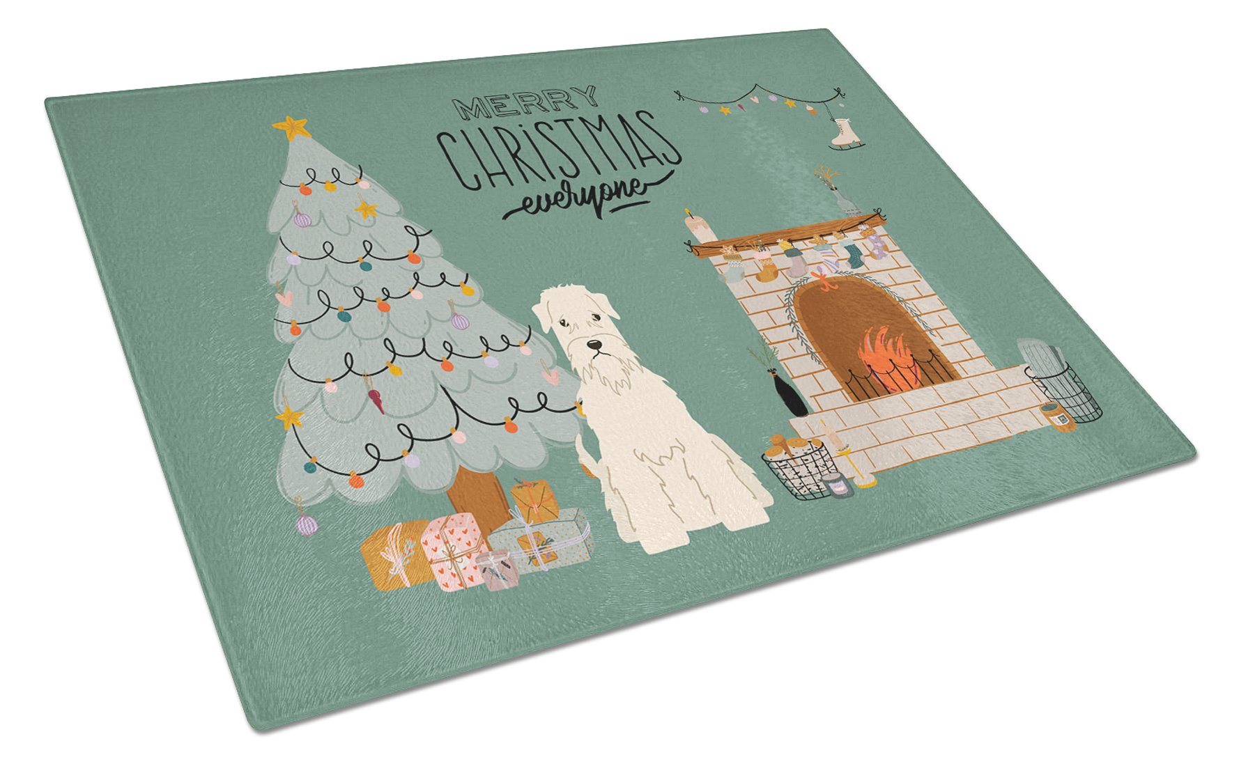 Soft Coated Wheaten Terrier Christmas Everyone Glass Cutting Board Large CK7624LCB by Caroline's Treasures