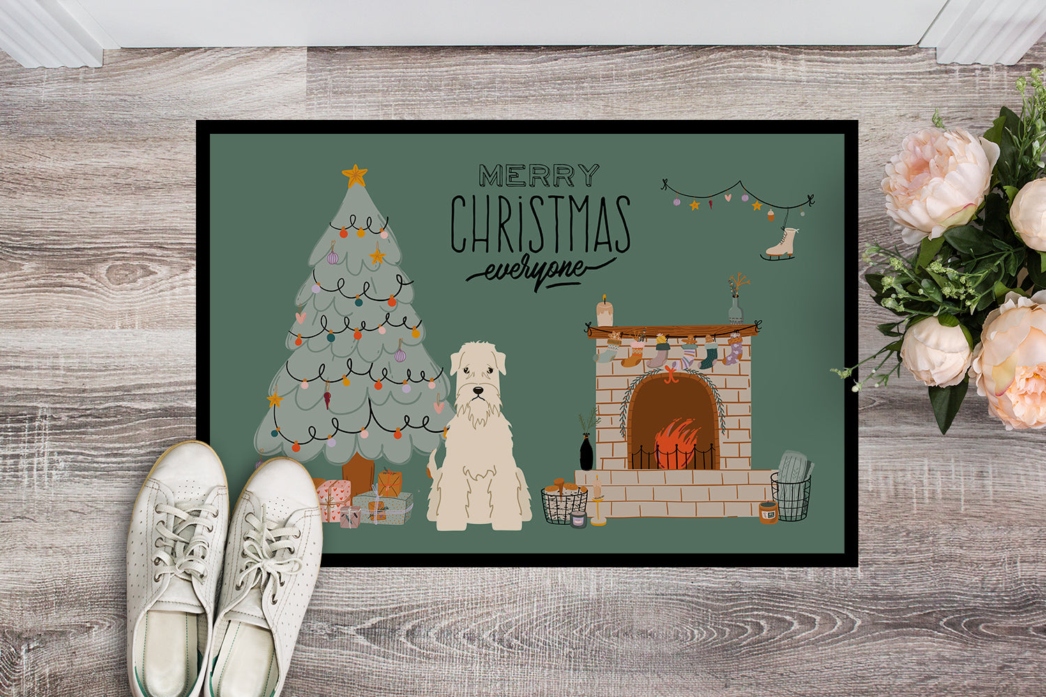 Soft Coated Wheaten Terrier Christmas Everyone Indoor or Outdoor Mat 18x27 CK7624MAT - the-store.com