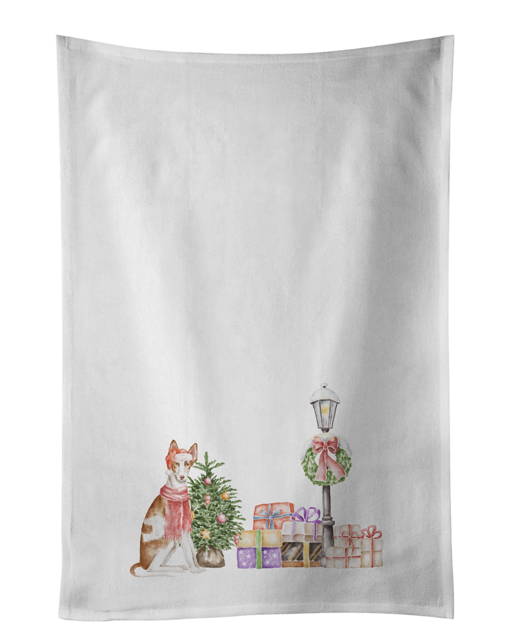 Buy this Ibizan Hound Sitting with Christmas Wonderland White Kitchen Towel Set of 2