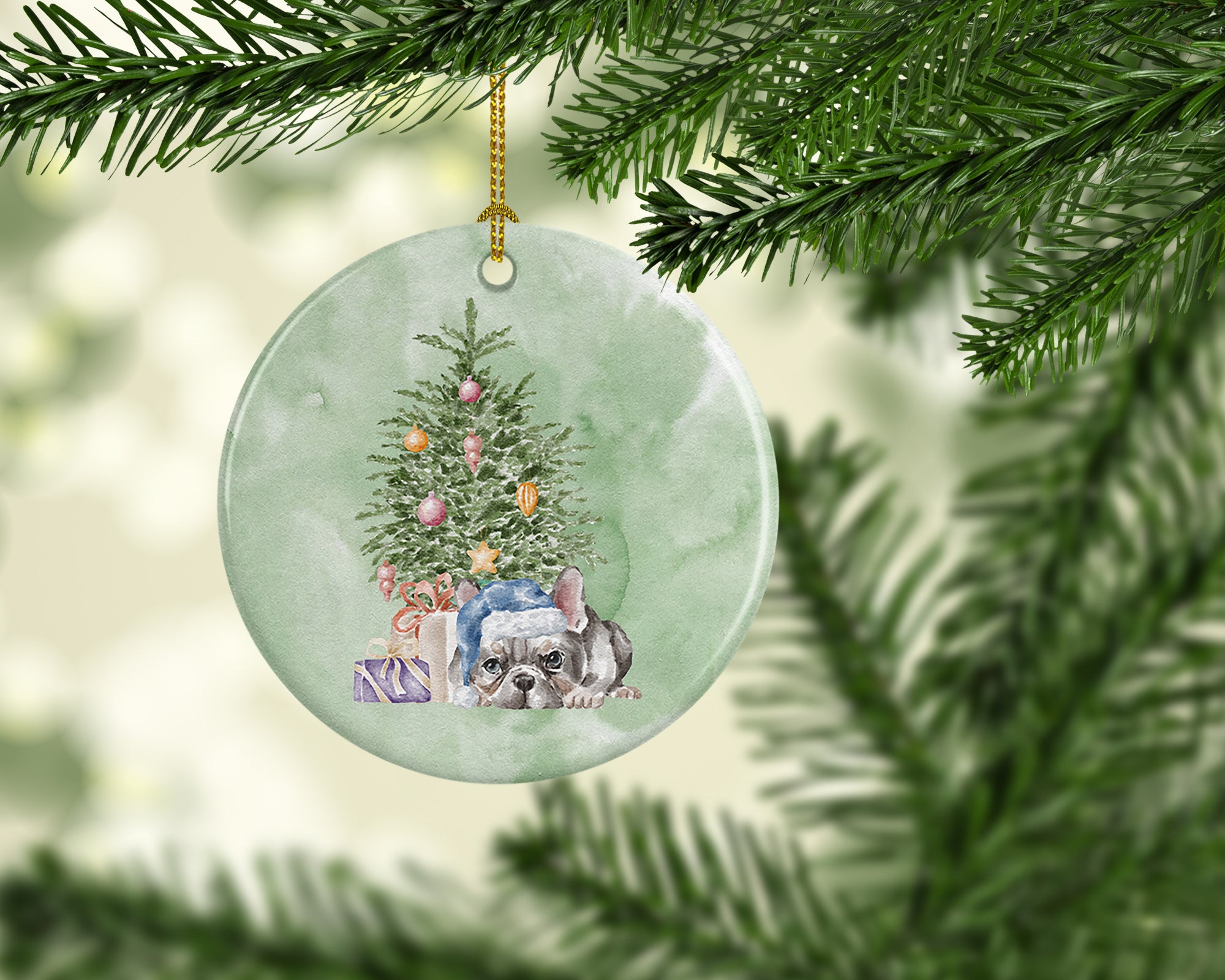 Buy this Christmas French Bulldog Black #1 Ceramic Ornament