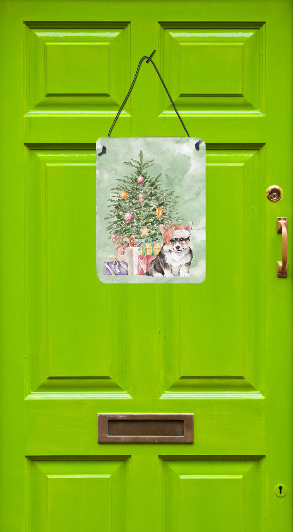 Buy this Christmas Corgi Puppy Wall or Door Hanging Prints