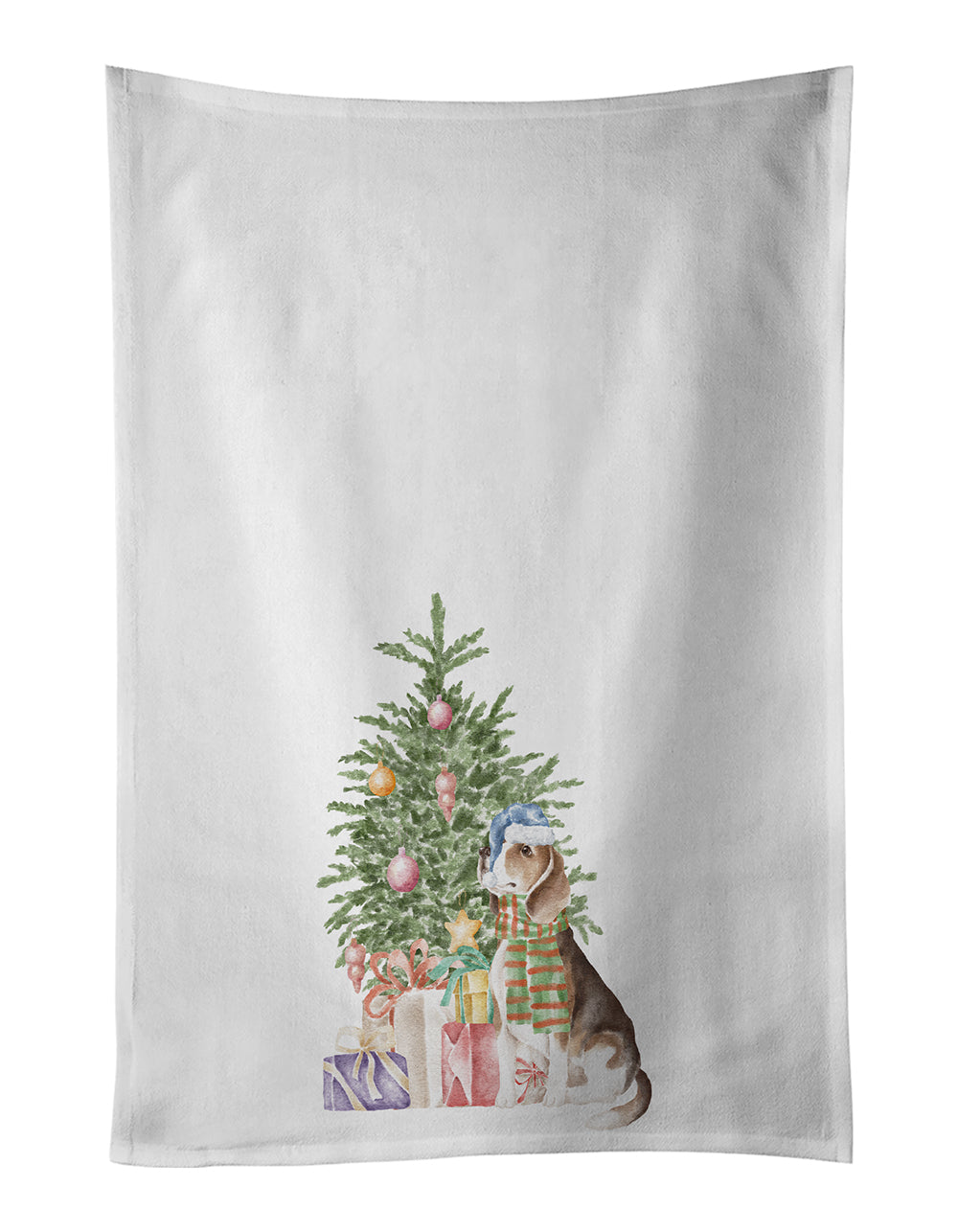 Buy this Beagle Christmas Presents and Tree White Kitchen Towel Set of 2