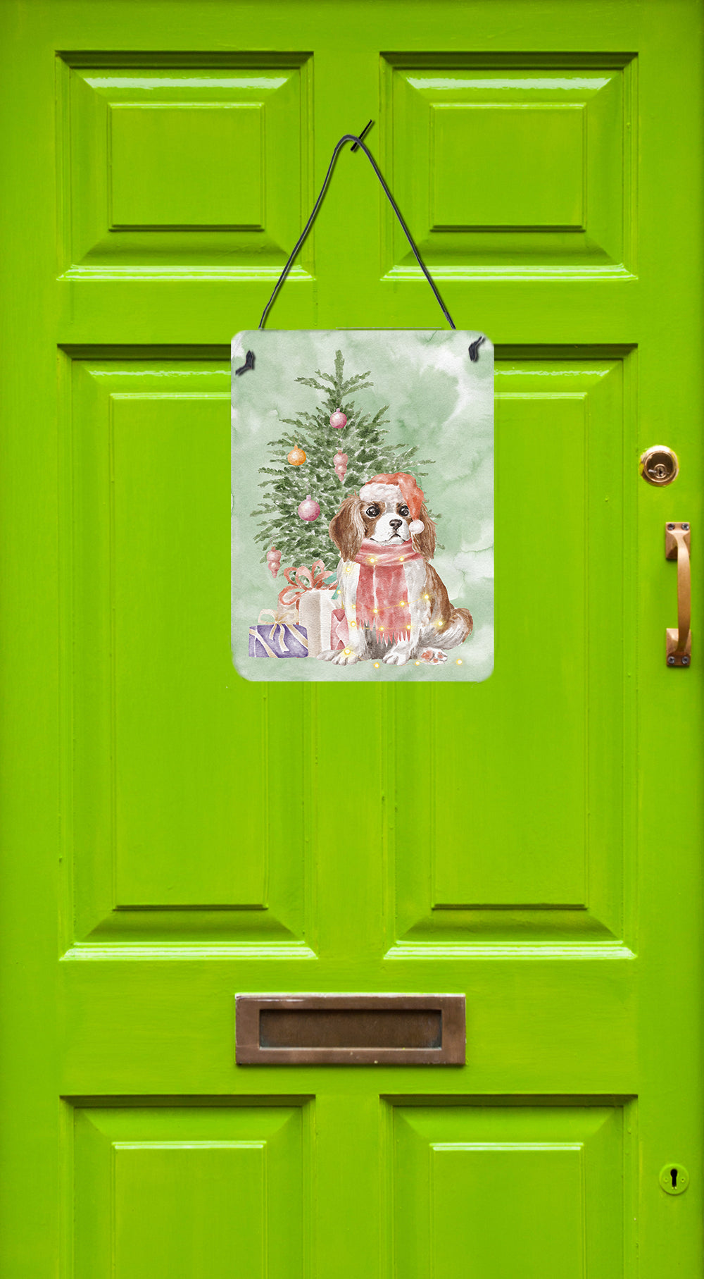 Buy this Christmas Cavalier Spaniel Bleheim Puppy Wall or Door Hanging Prints