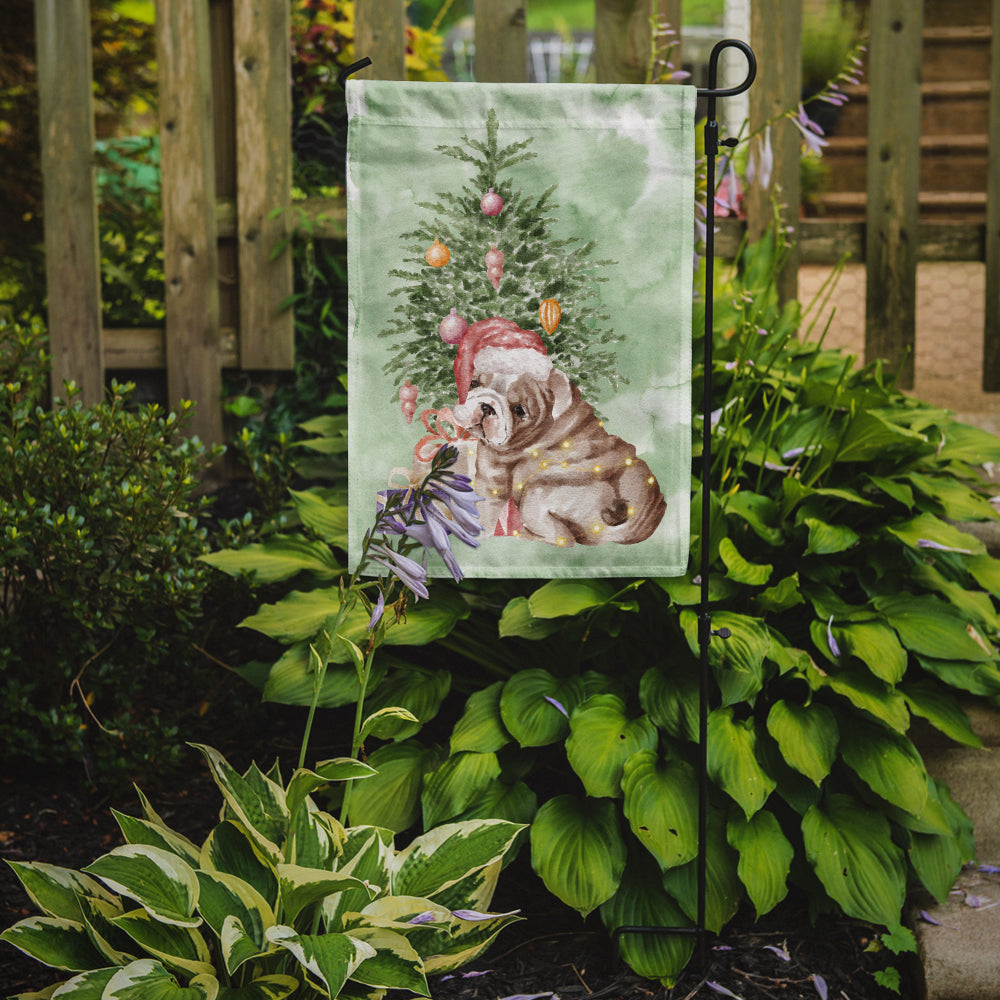 Christmas English Bulldog Puppy Flag Garden Size