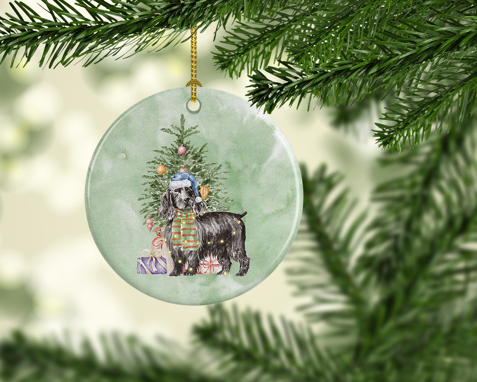 Buy this Christmas English Cocker Spaniel Black Ceramic Ornament