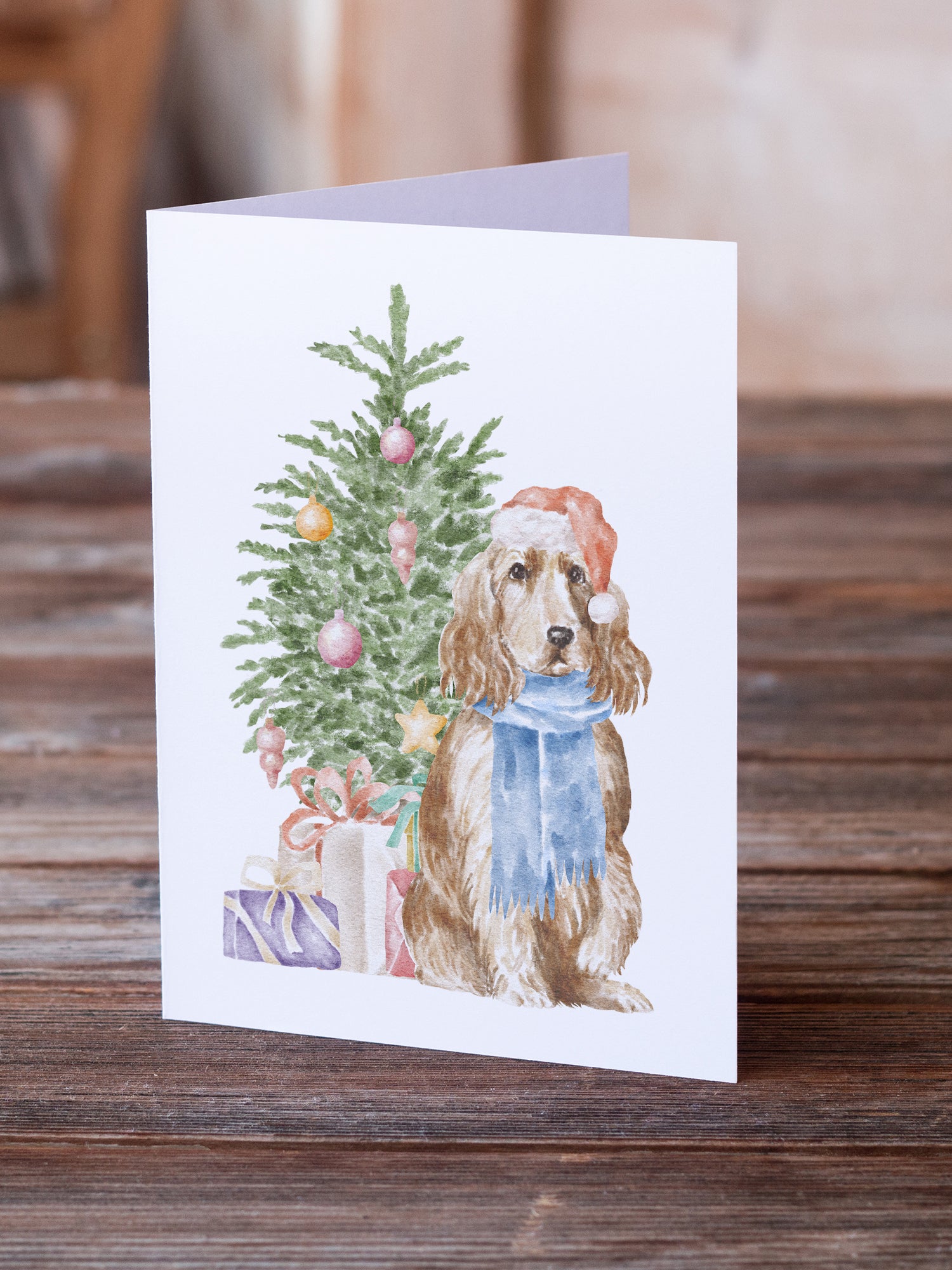 Buy this Christmas English Cocker Spaniel Tan Greeting Cards and Envelopes Pack of 8