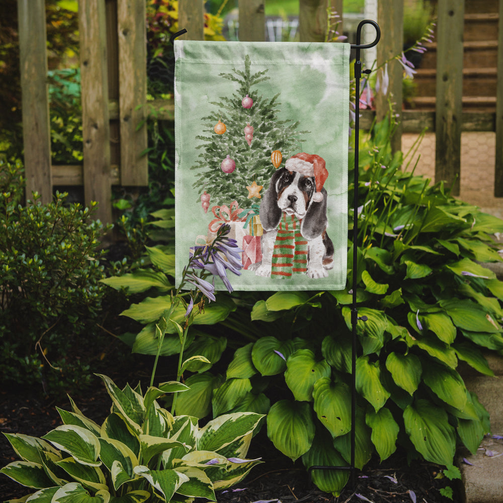 Christmas Basset Hound Puppy Flag Garden Size
