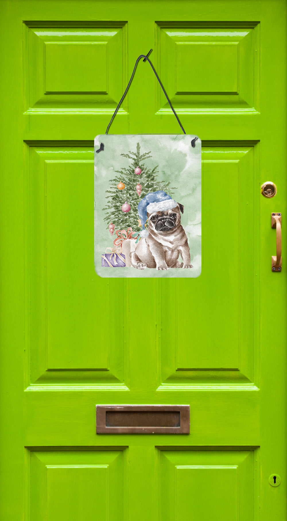Buy this Christmas Fawn Pug Puppy Wall or Door Hanging Prints