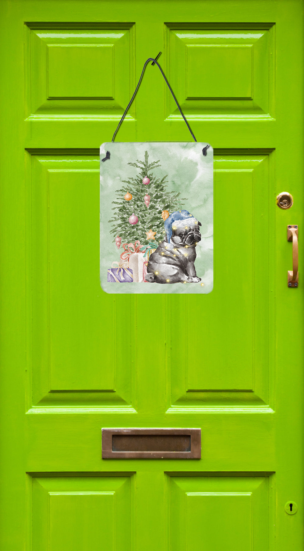 Buy this Christmas Black Pug Puppy Wall or Door Hanging Prints