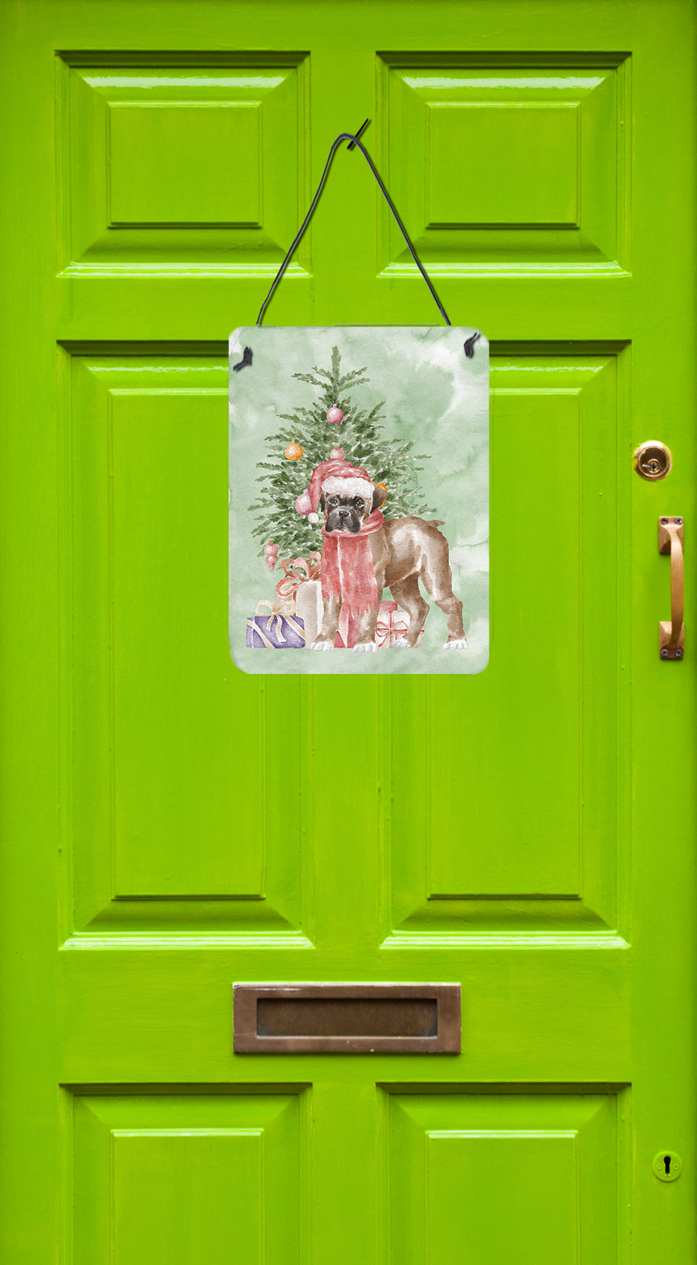 Buy this Christmas Boxer Puppy Wall or Door Hanging Prints
