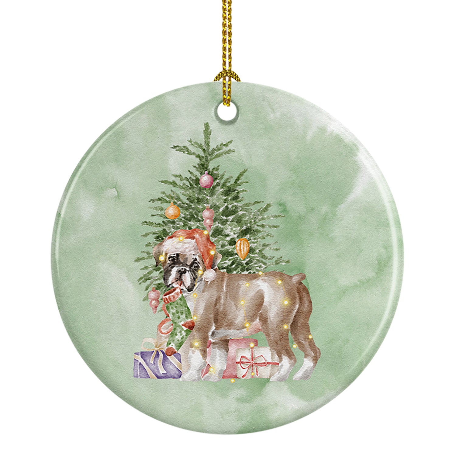 Buy this Christmas Boxer Puppy #2 Ceramic Ornament