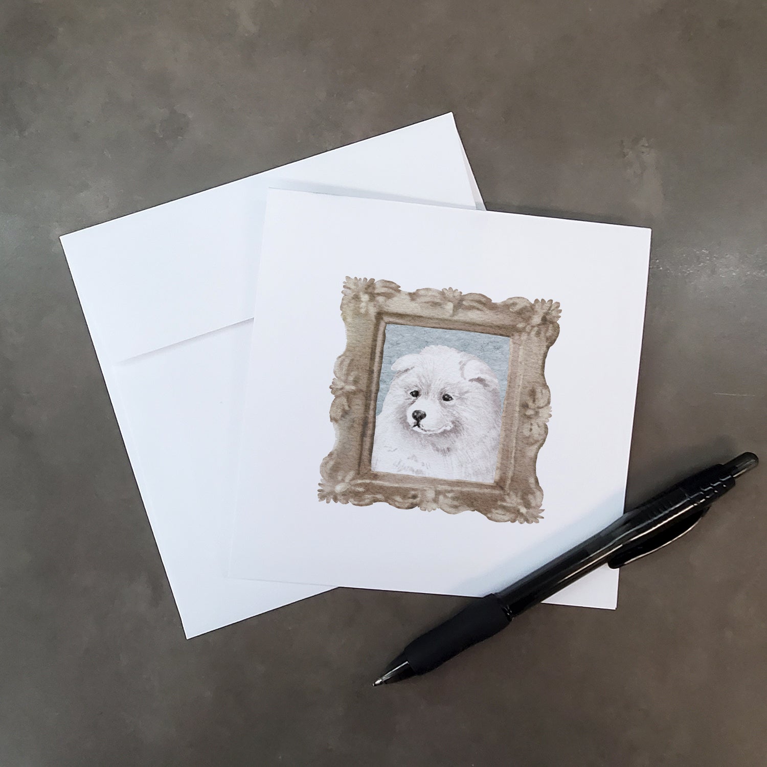 Buy this Samoyed Puppy Side View Square Greeting Cards and Envelopes Pack of 8