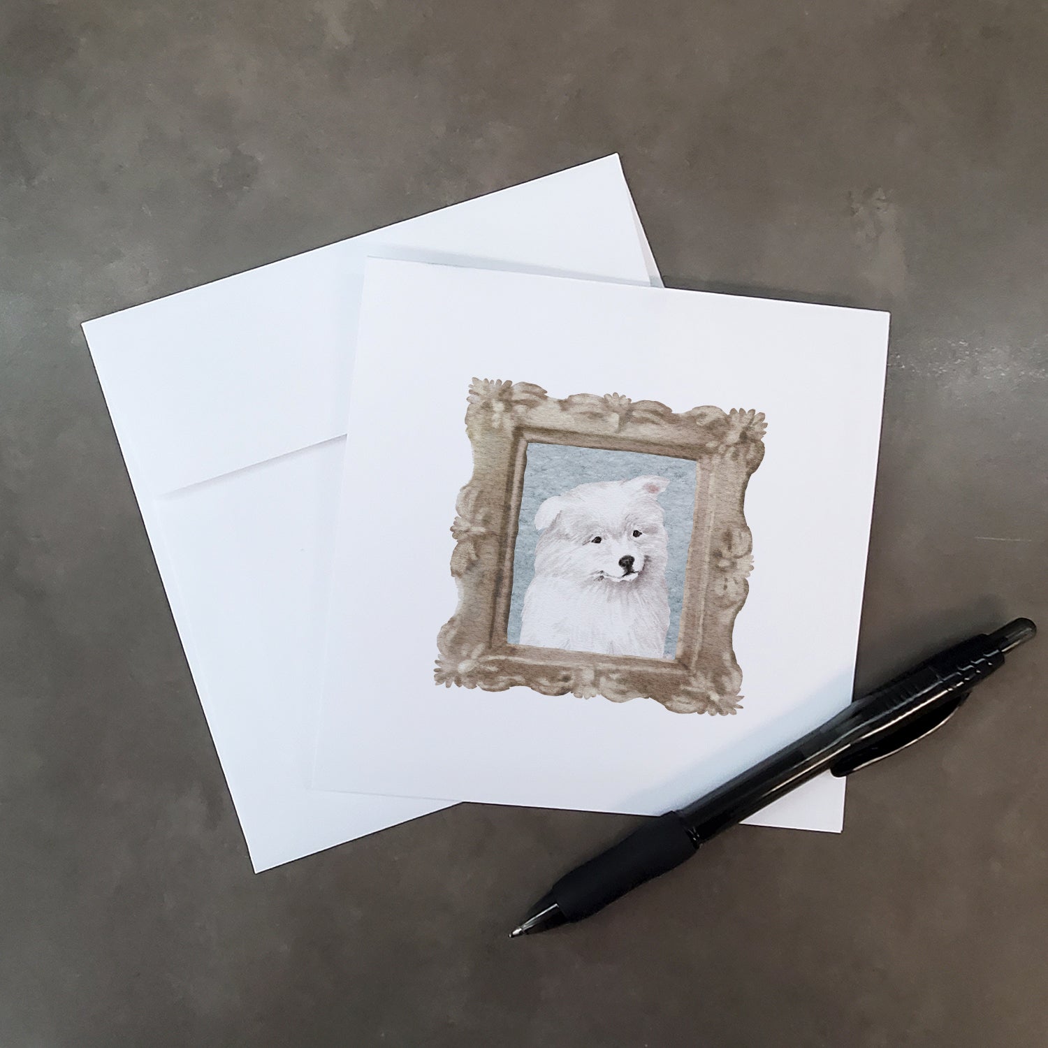 Buy this Samoyed Puppy Front View 3 Square Greeting Cards and Envelopes Pack of 8