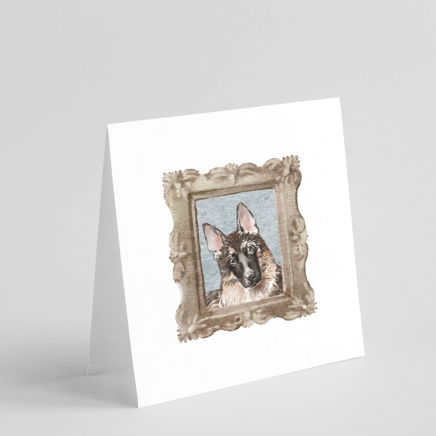 Buy this German Shepherd Head Tilt Square Greeting Cards and Envelopes Pack of 8