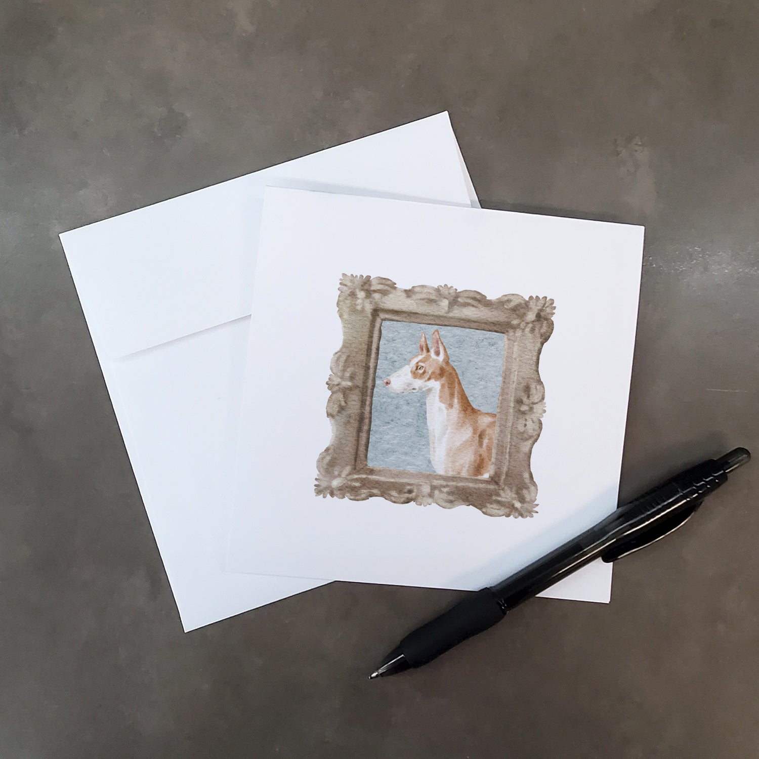 Buy this Ibizan Hound Side View Square Greeting Cards and Envelopes Pack of 8