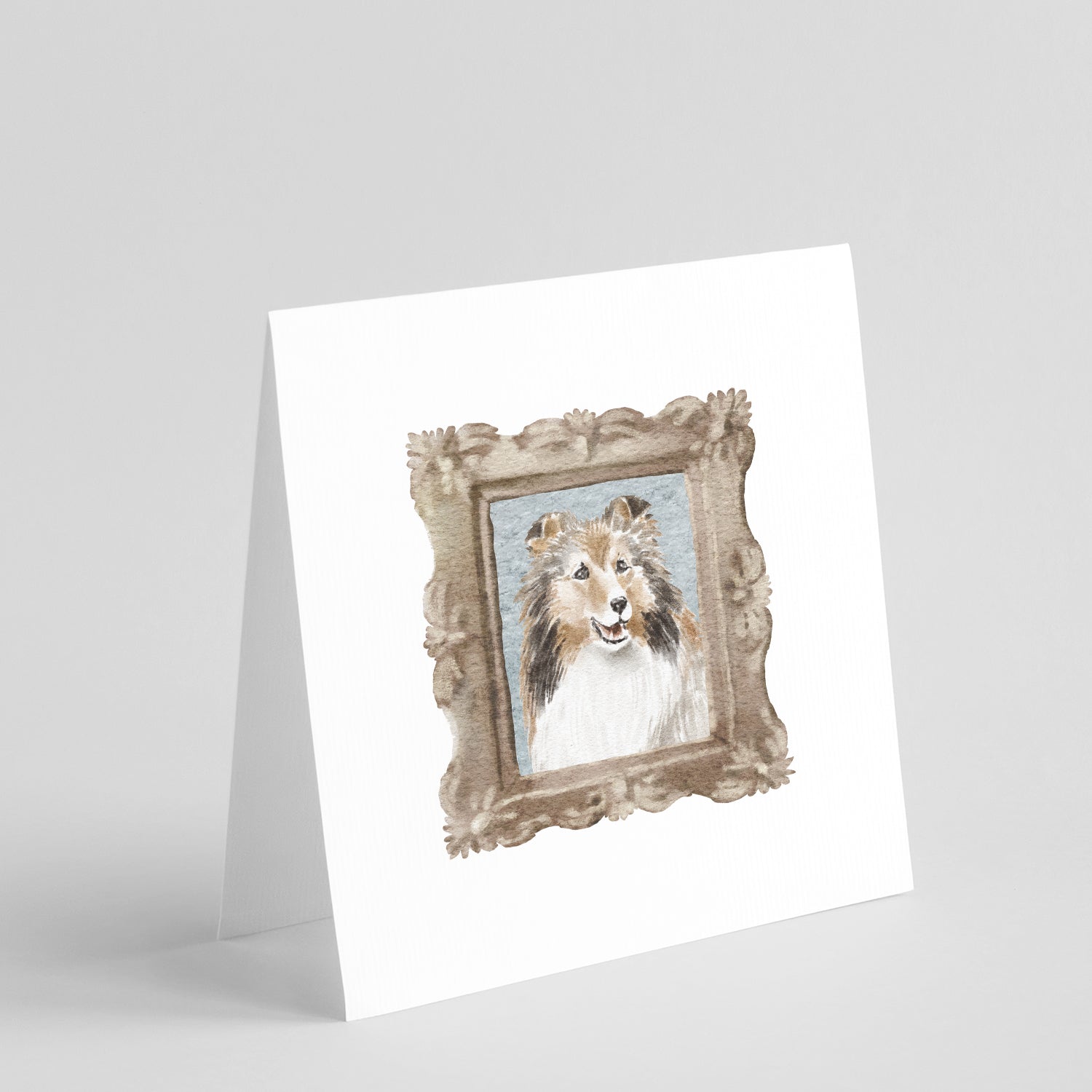 Buy this Sheltie Sable Side View 2 Square Greeting Cards and Envelopes Pack of 8
