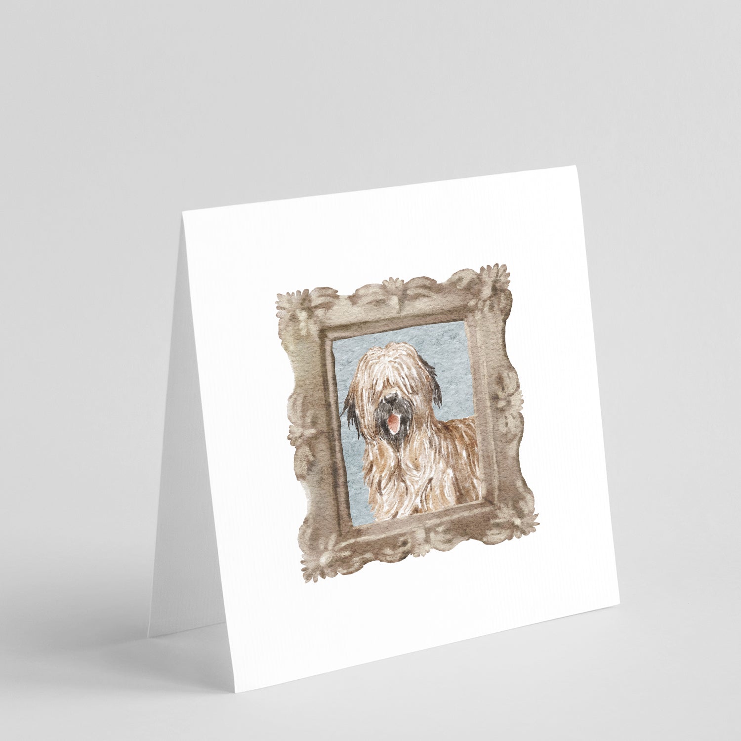 Buy this Briard Tawny Smile 3 Square Greeting Cards and Envelopes Pack of 8