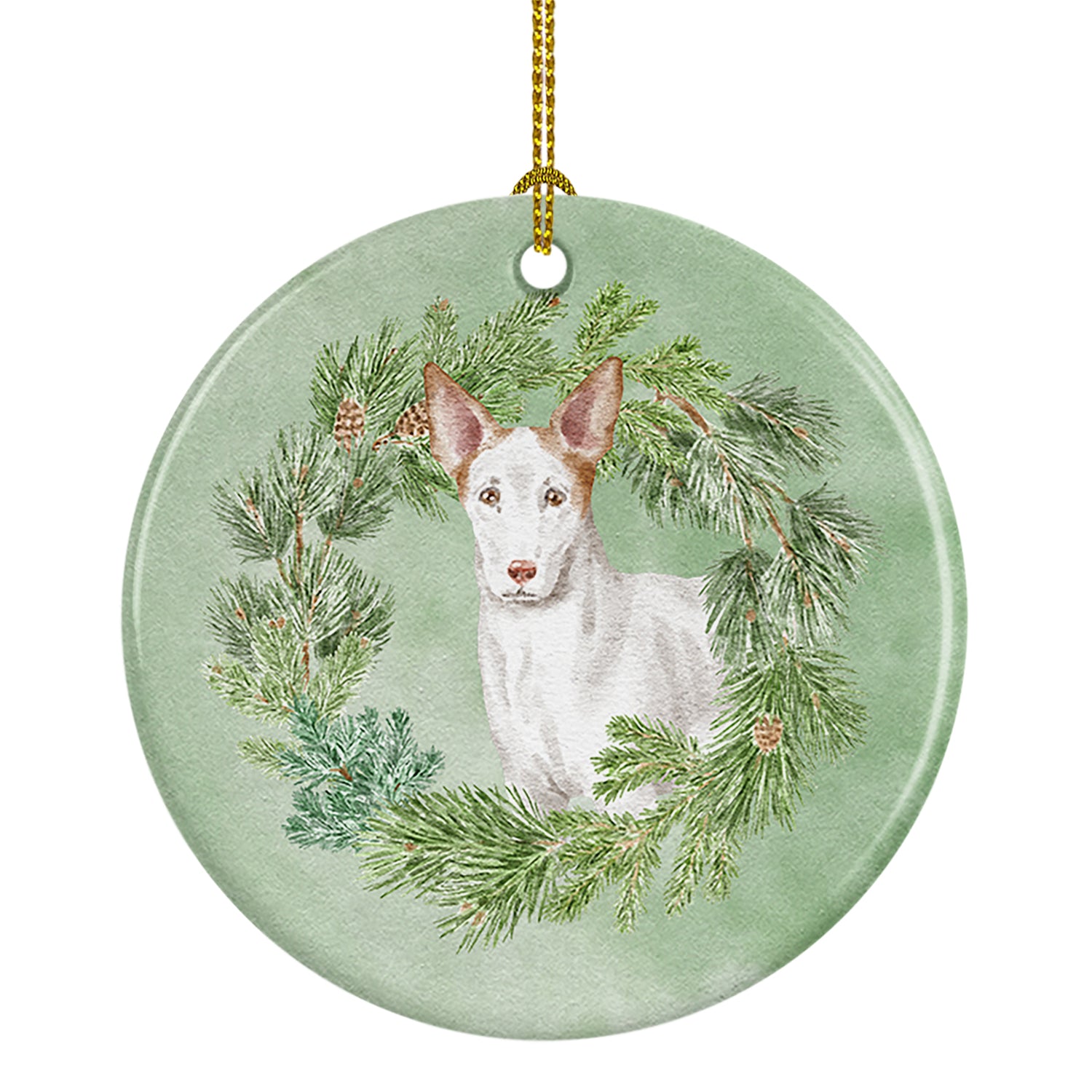 Buy this Ibizan Hound Christmas Wreath Ceramic Ornament