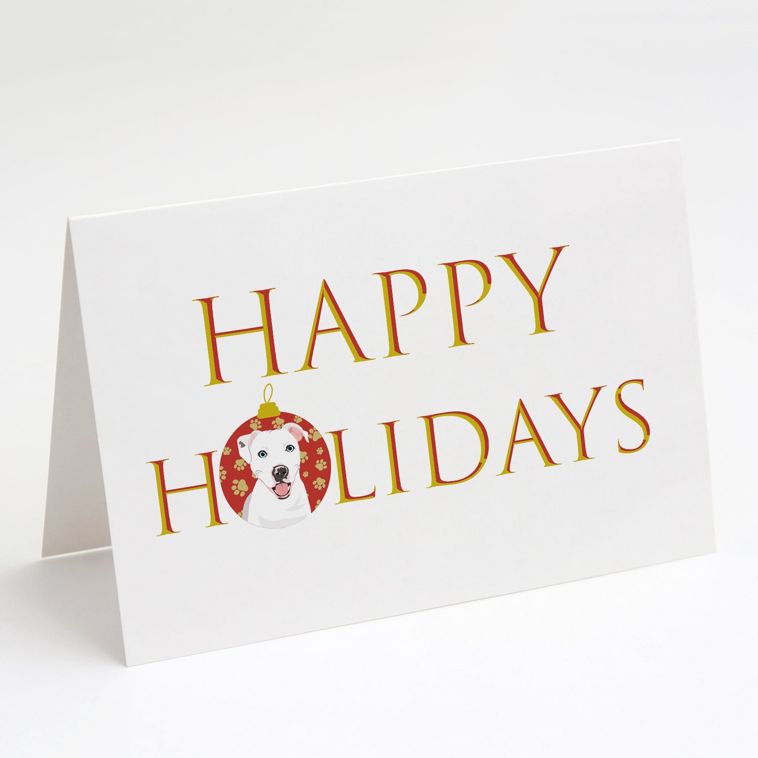 Buy this Pit Bull White #1 Happy Holidays Greeting Cards and Envelopes Pack of 8