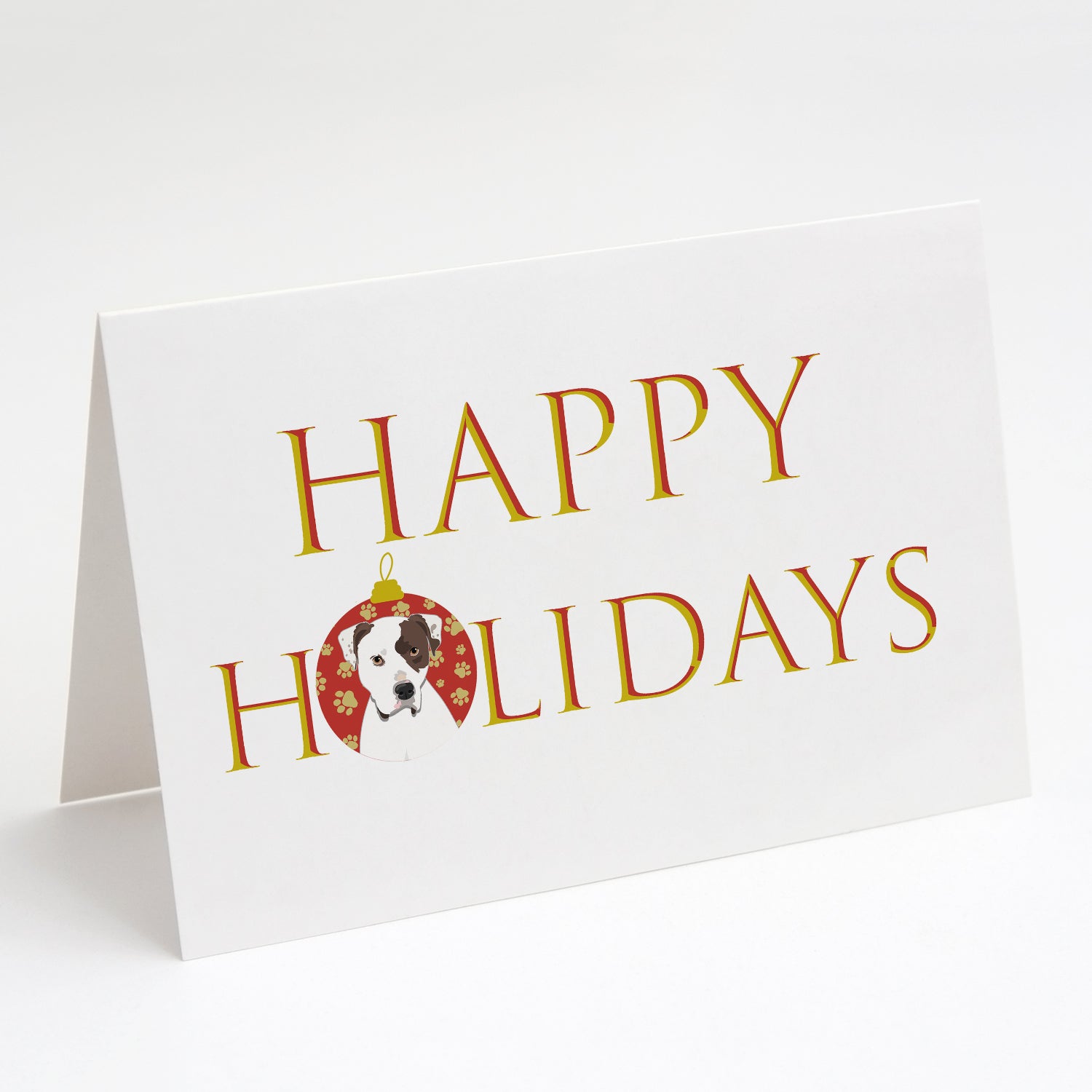 Buy this Pit Bull White #2 Happy Holidays Greeting Cards and Envelopes Pack of 8