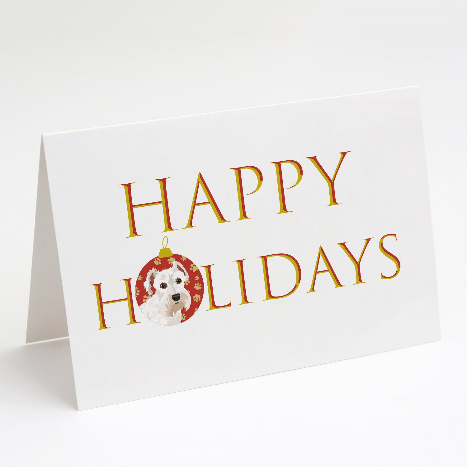 Buy this Schnauzer White #1 Happy Holidays Greeting Cards and Envelopes Pack of 8
