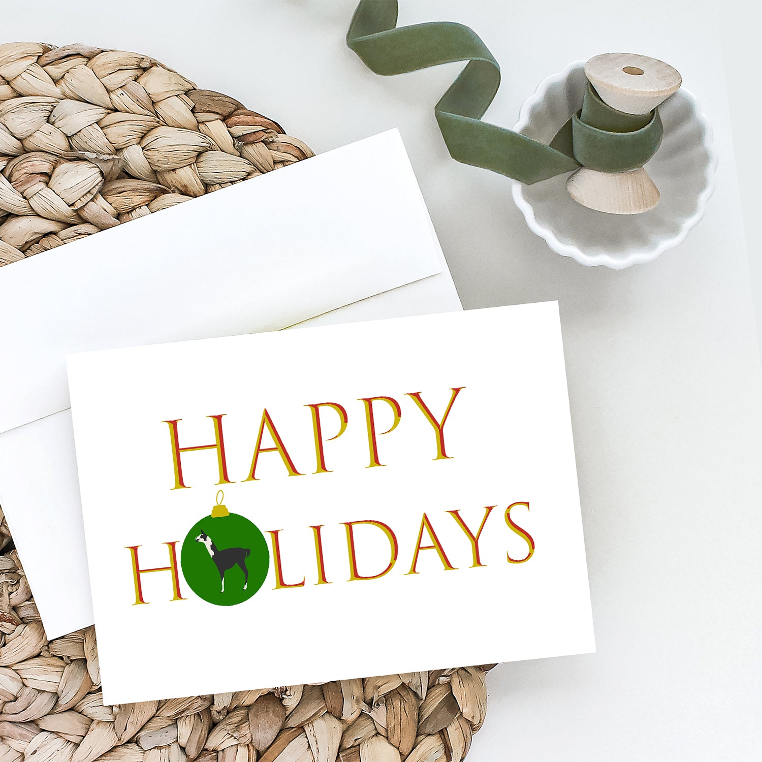 Buy this Llama Q' Ara Happy Holidays Christmas Greeting Cards and Envelopes Pack of 8