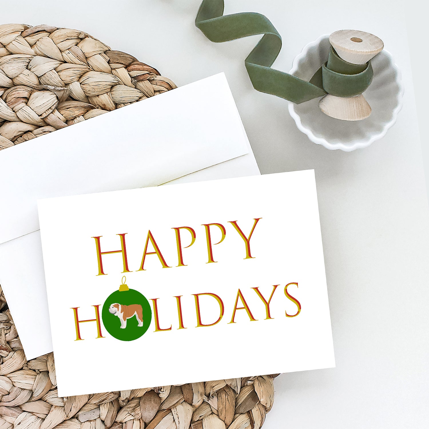 Buy this English Bulldog #1 Happy Holidays Greeting Cards and Envelopes Pack of 8