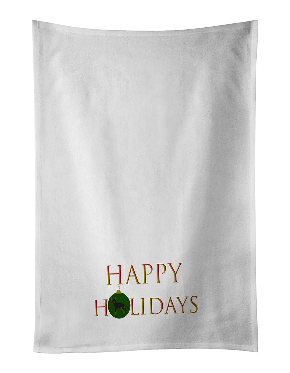 Buy this Prague Ratter Happy Holidays White Kitchen Towel Set of 2
