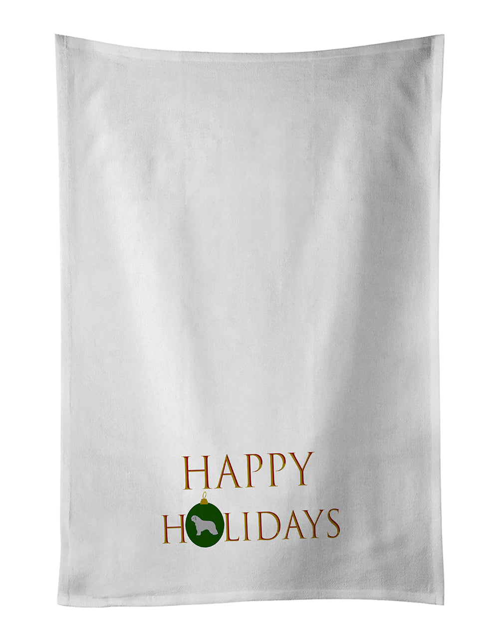 Buy this Spanish Water Dog Happy Holidays White Kitchen Towel Set of 2