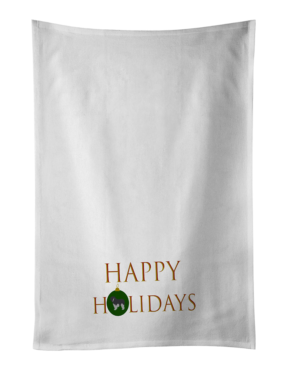 Buy this Polish Lowland Sheepdog Dog Happy Holidays White Kitchen Towel Set of 2