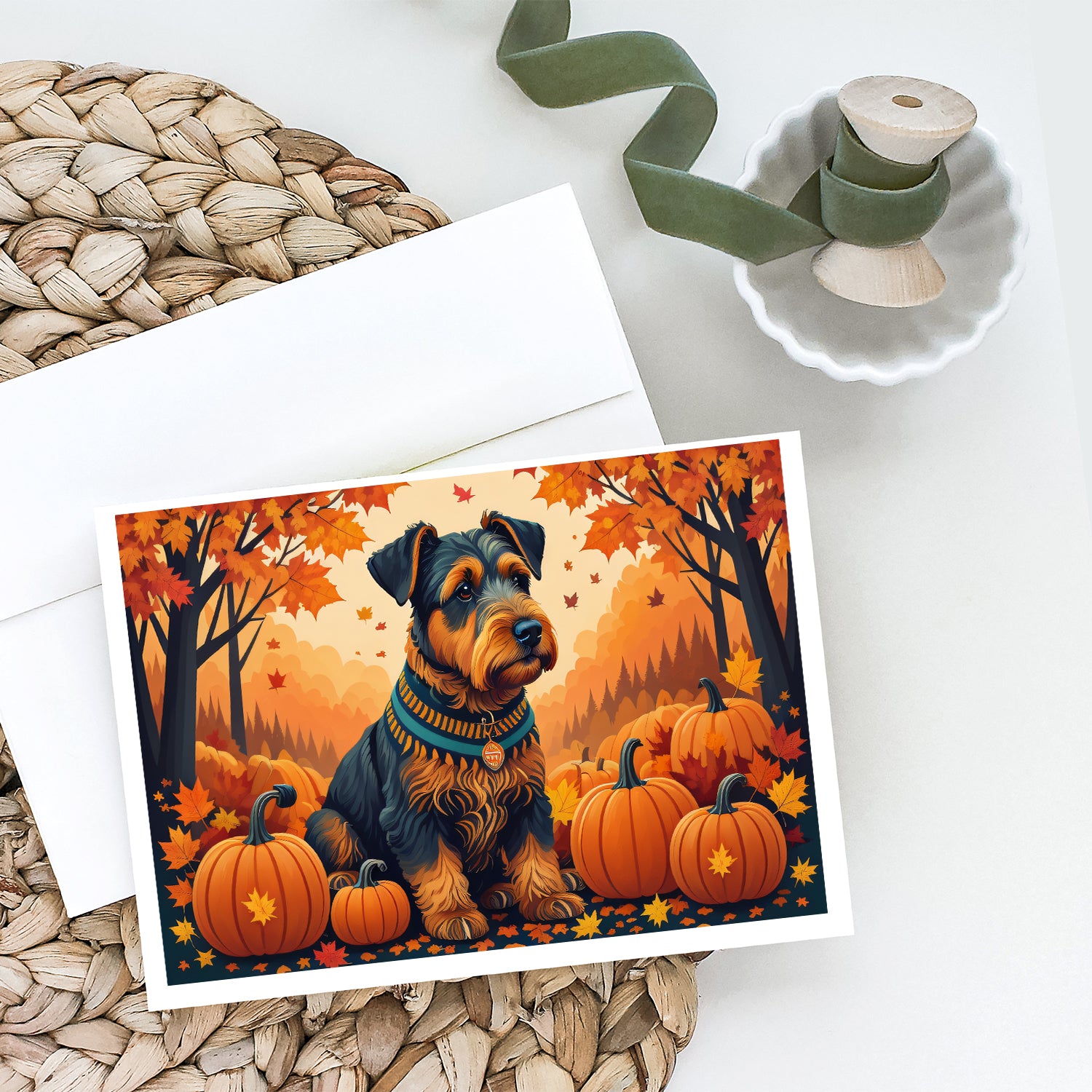 Buy this Airedale Terrier Fall Greeting Cards and Envelopes Pack of 8