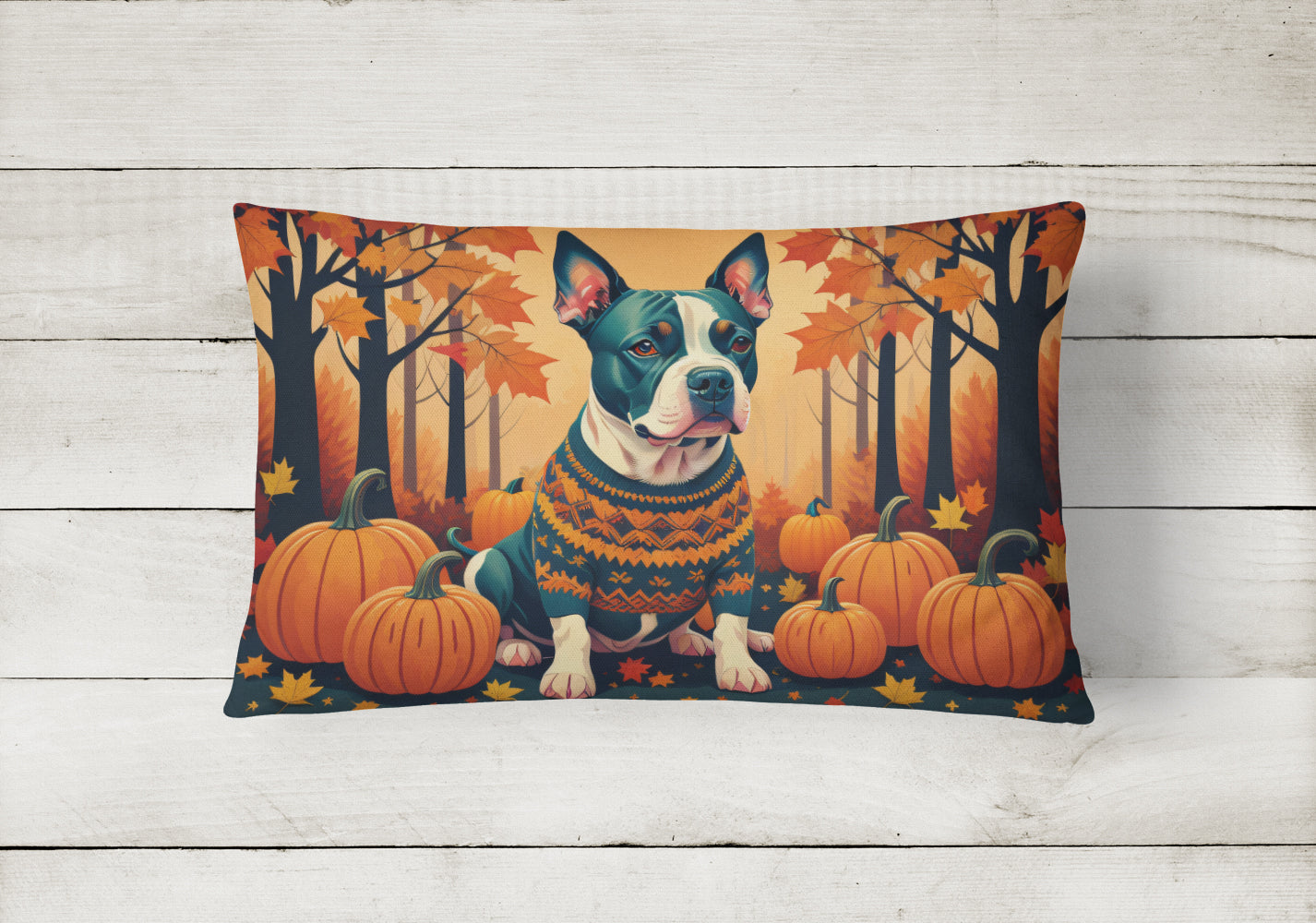 Buy this Pit Bull Terrier Fall Fabric Decorative Pillow