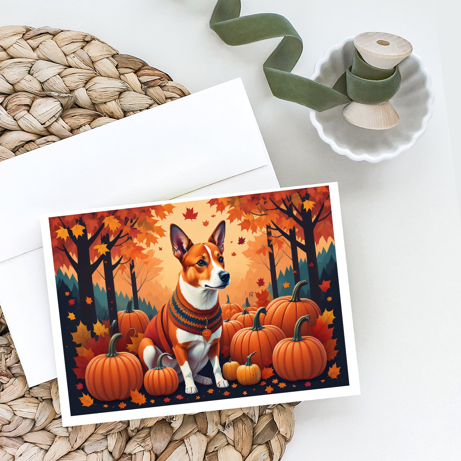 Buy this Red Basenji Fall Greeting Cards and Envelopes Pack of 8