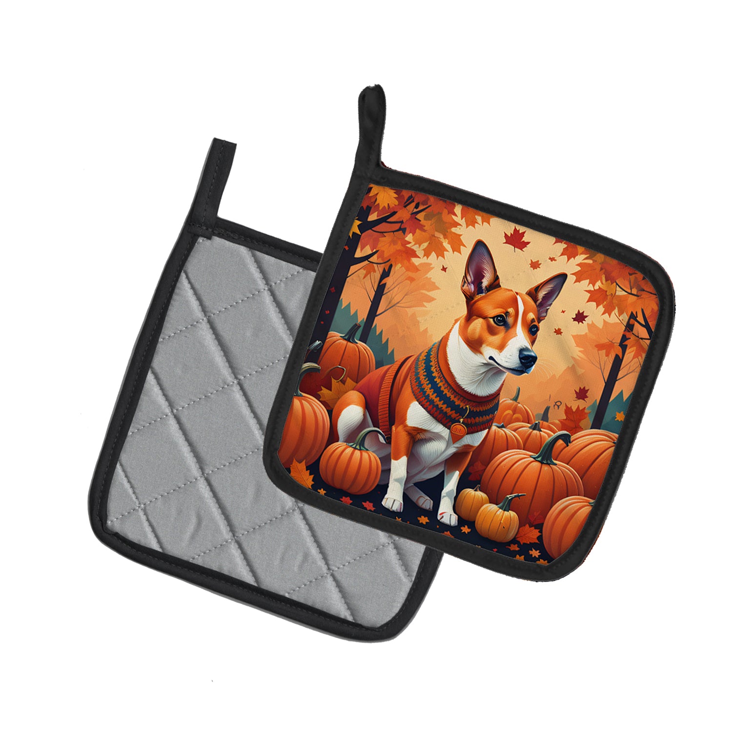 Buy this Red Basenji Fall Pair of Pot Holders