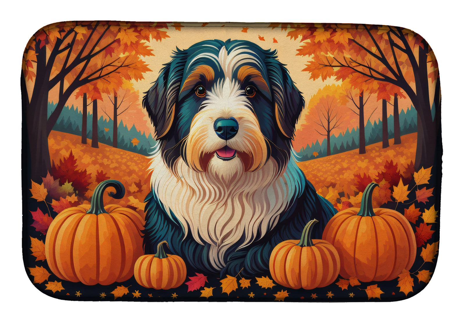 Buy this Bearded Collie Fall Dish Drying Mat