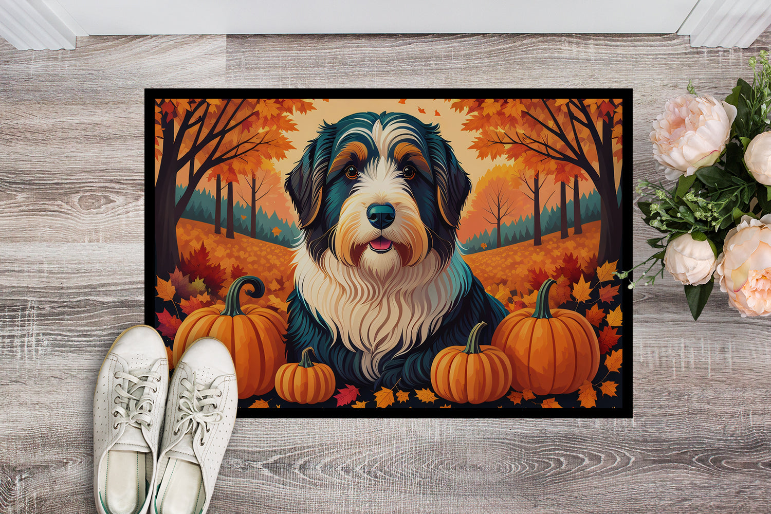 Buy this Bearded Collie Fall Indoor or Outdoor Mat 24x36