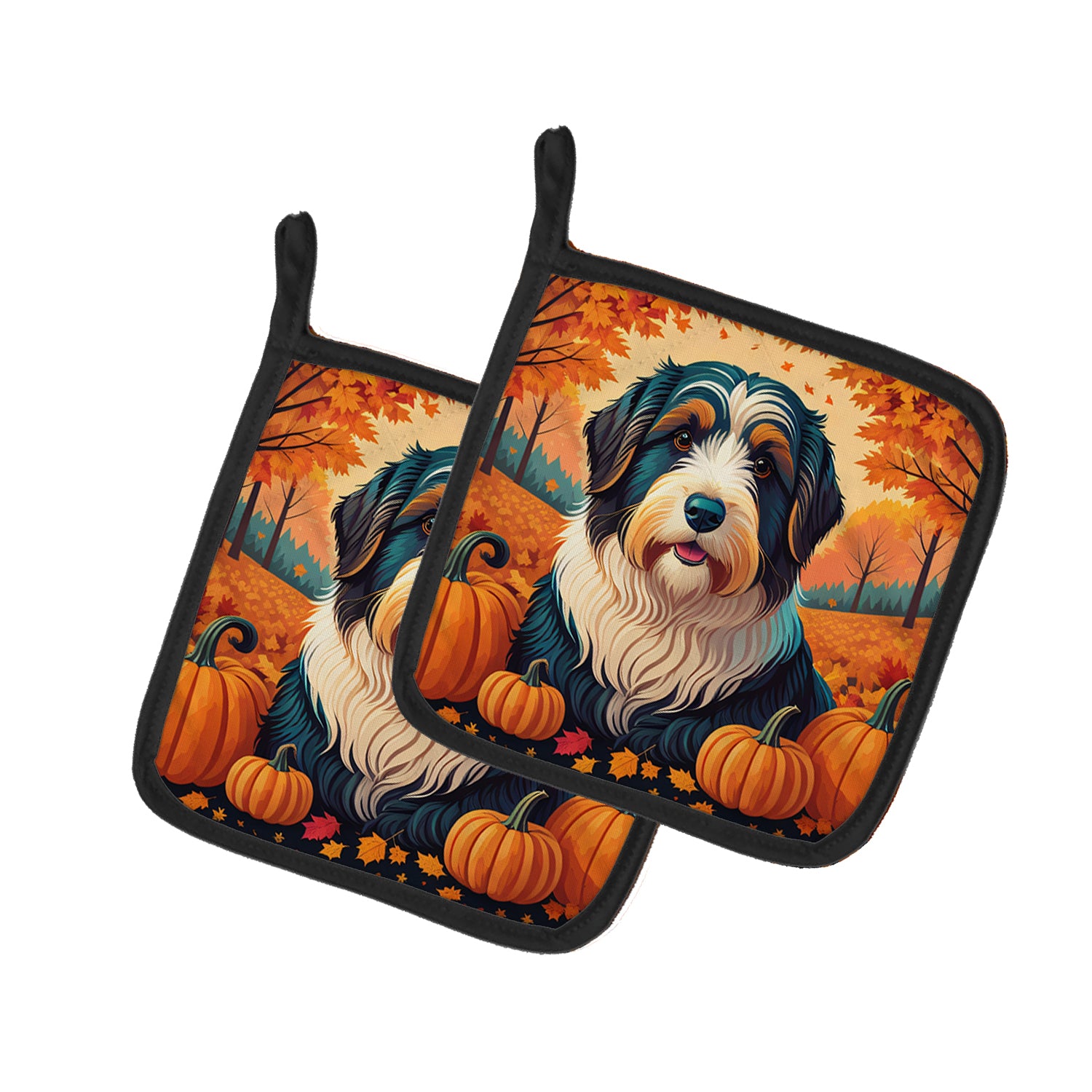Buy this Bearded Collie Fall Pair of Pot Holders