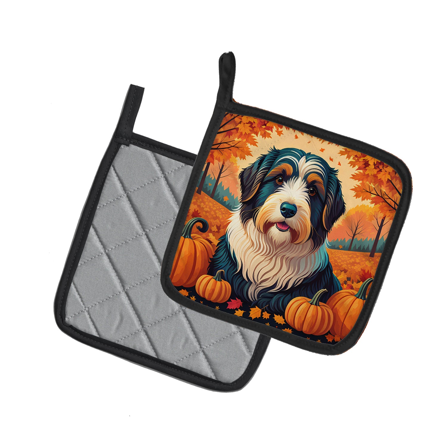 Buy this Bearded Collie Fall Pair of Pot Holders