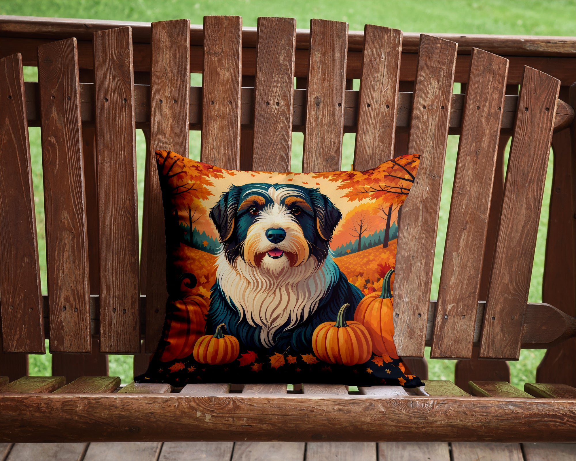 Buy this Bearded Collie Fall Fabric Decorative Pillow