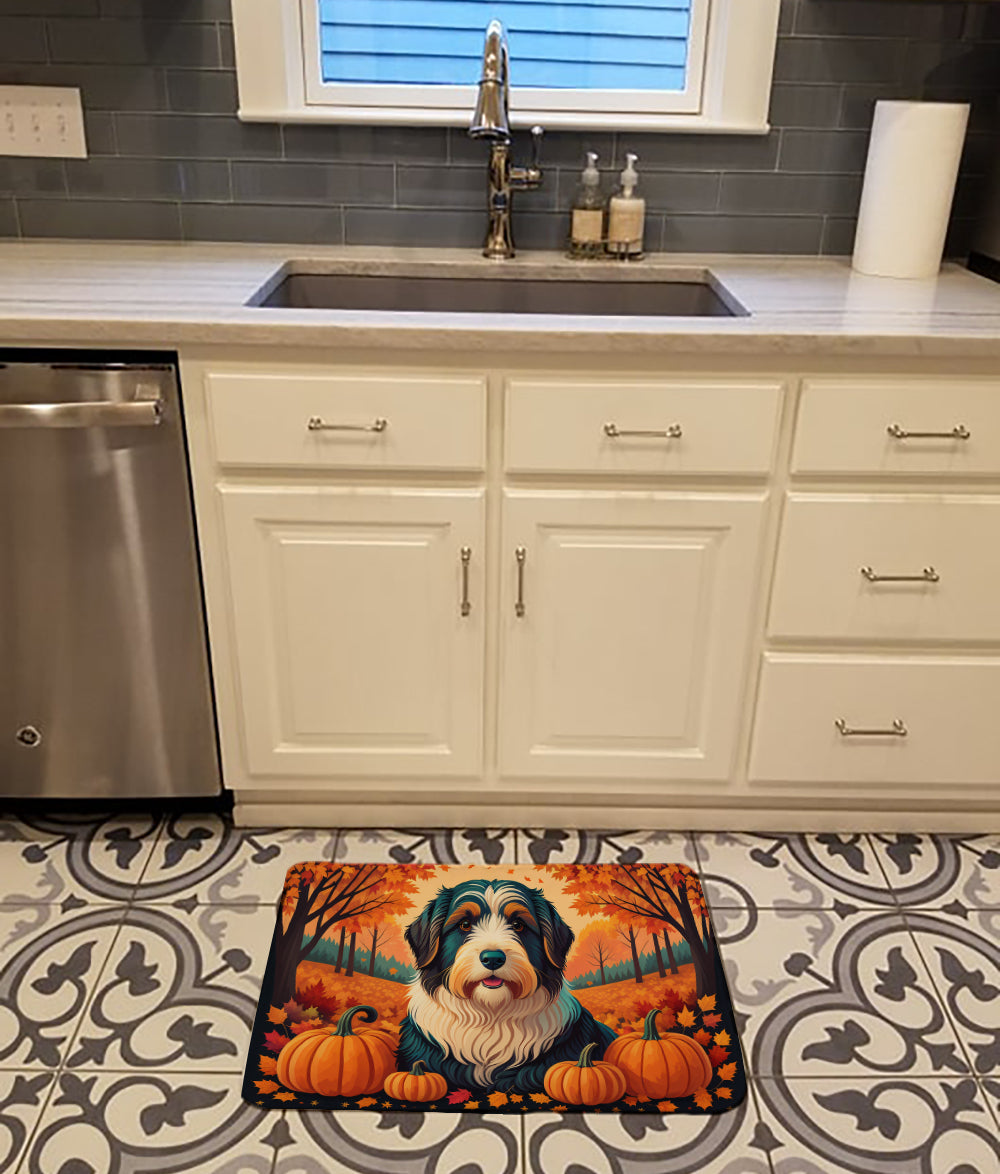 Buy this Bearded Collie Fall Memory Foam Kitchen Mat