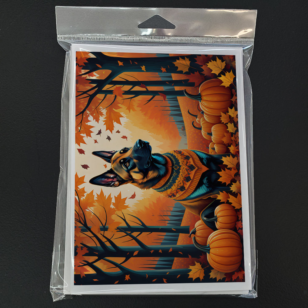 Belgian Malinois Fall Greeting Cards and Envelopes Pack of 8