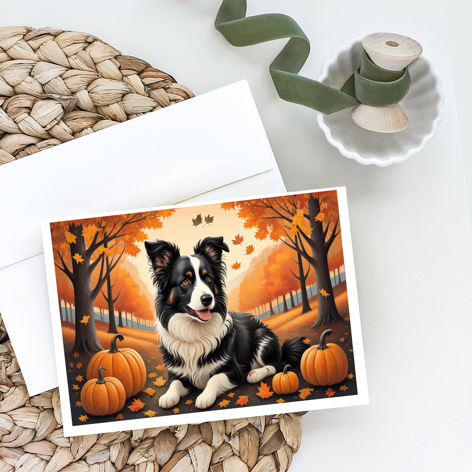 Buy this Border Collie Fall Greeting Cards and Envelopes Pack of 8