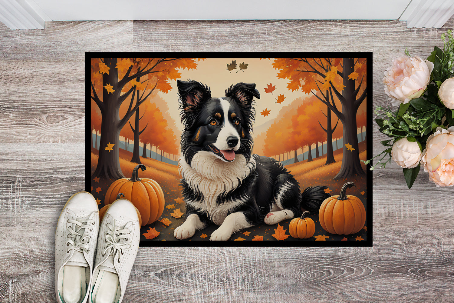 Border Collie Fall Indoor or Outdoor Mat 24x36