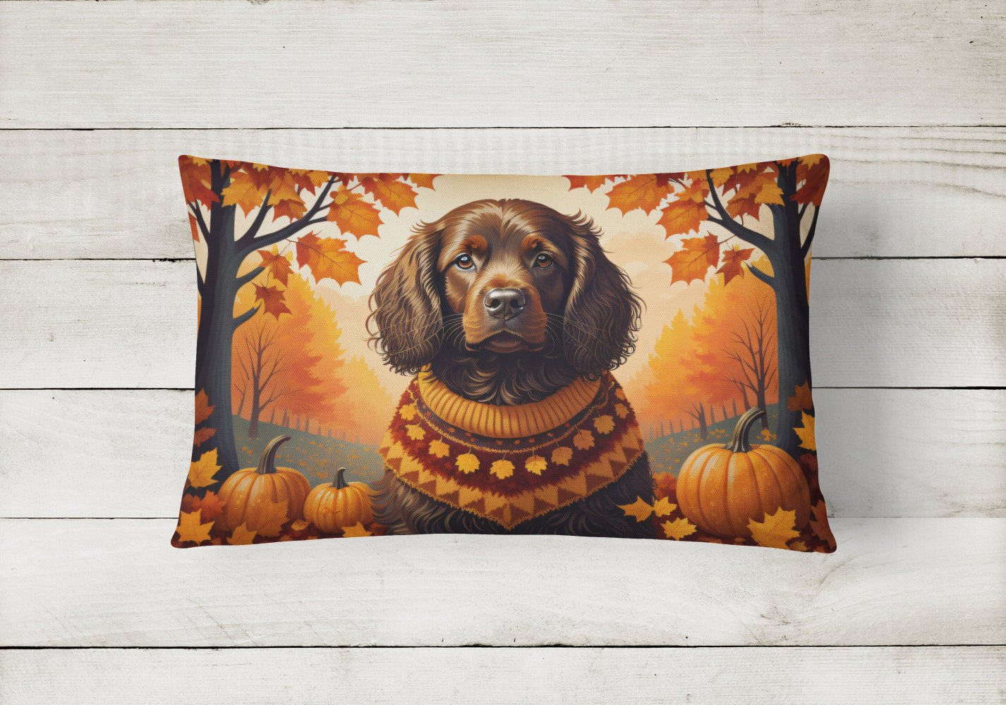 Boykin Spaniel Fall Fabric Decorative Pillow