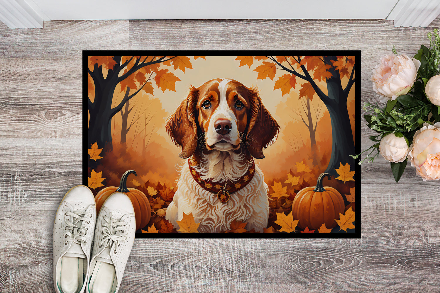 Buy this Brittany Spaniel Fall Indoor or Outdoor Mat 24x36