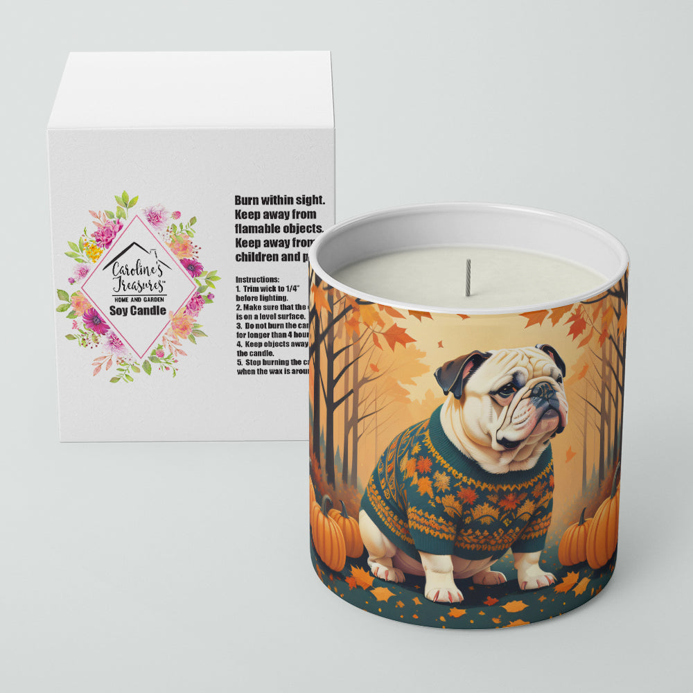 Buy this White English Bulldog Fall Decorative Soy Candle