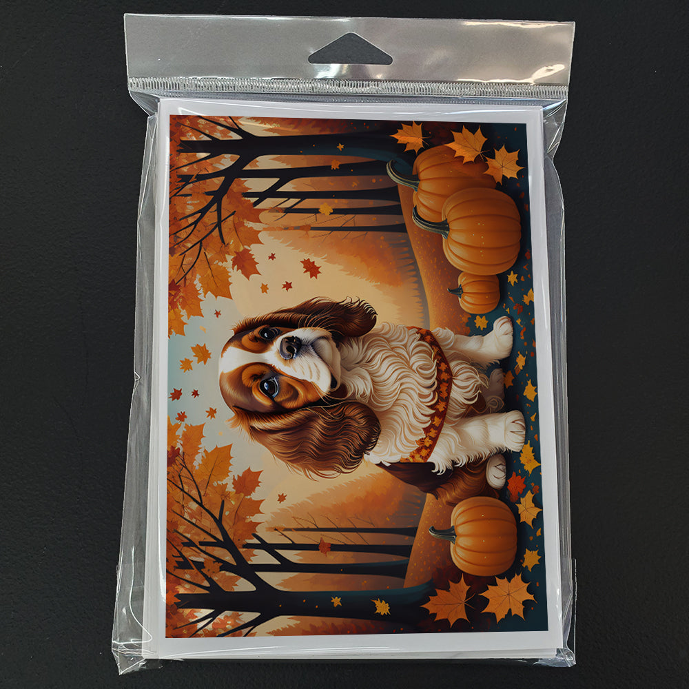 Cavalier Spaniel Fall Greeting Cards and Envelopes Pack of 8